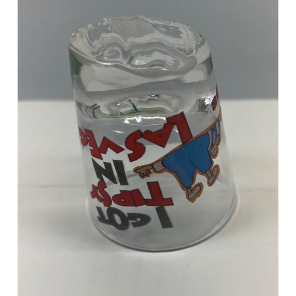 Tilted Shot Glass I Got Tipsy in Las Vegas Slanted Gambling Drunk Passed Out - Picture 2 of 7